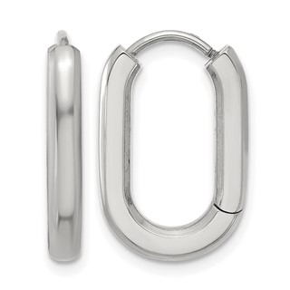 Chisel Stainless Steel Polished Elongated 3mm Hinged Hoop Earrings