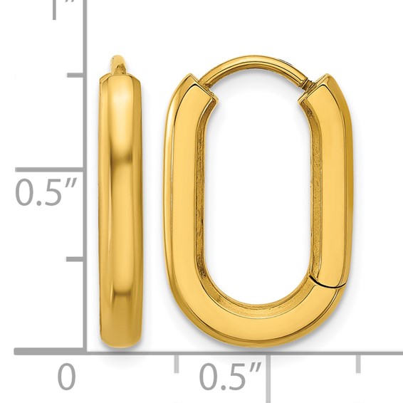 Chisel Stainless Steel Polished Yellow IP-plated Elongated 3mm Hinged Hoop Earrings