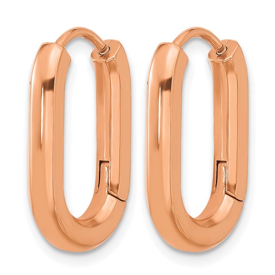 Chisel Stainless Steel Polished Rose IP-plated Elongated 3mm Hoop Earrings