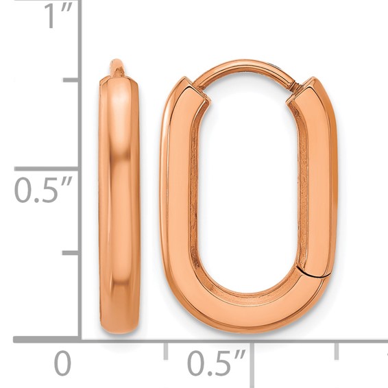 Chisel Stainless Steel Polished Rose IP-plated Elongated 3mm Hoop Earrings