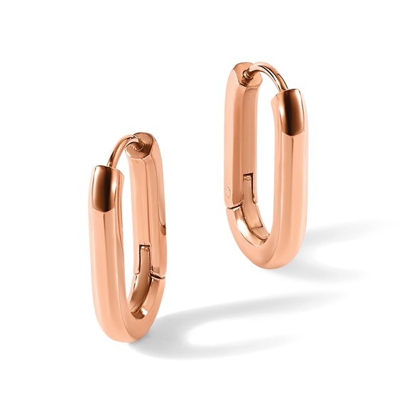 Chisel Stainless Steel Polished Rose IP-plated Elongated 3mm Hoop Earrings