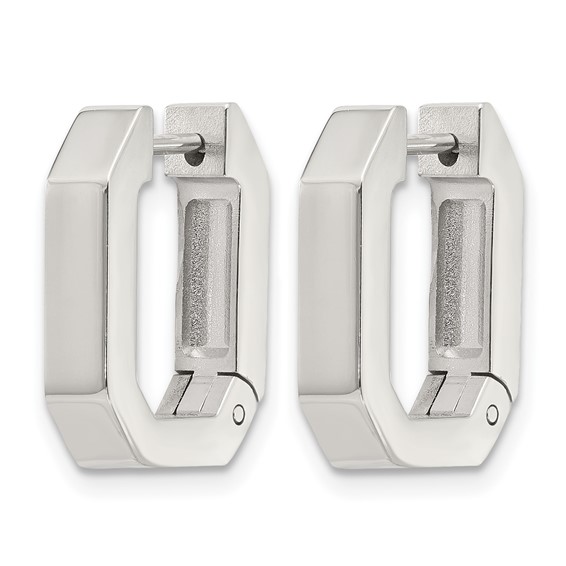 Chisel Stainless Steel Polished Squared Edges 4mm Hinged Hoop Earrings