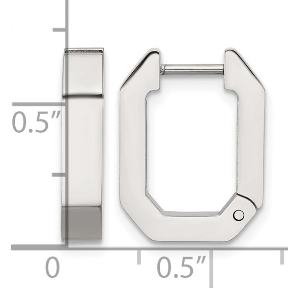 Chisel Stainless Steel Polished Squared Edges 4mm Hinged Hoop Earrings