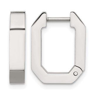 Chisel Stainless Steel Polished Squared Edges 4mm Hinged Hoop Earrings