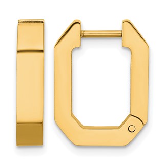 Chisel Stainless Steel Polished Yellow IP-plated Squared Edges 4mm Hinged Hoop Earrings