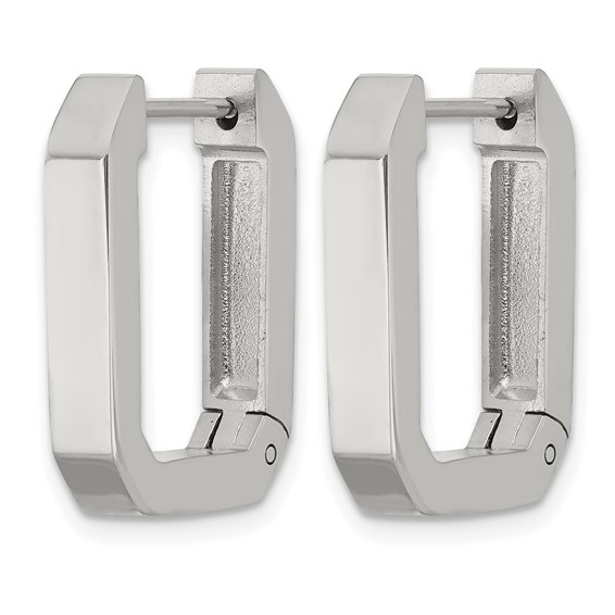 Chisel Stainless Steel Polished Squared Edges 4mm Hinged Hoop Earrings
