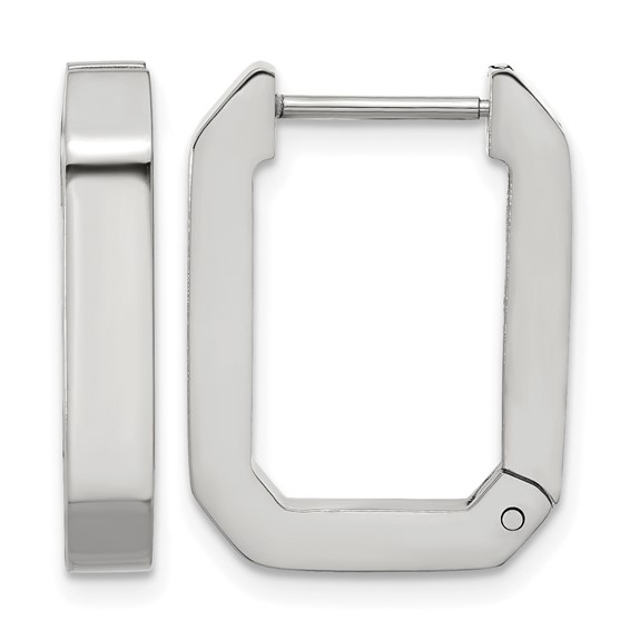 Chisel Stainless Steel Polished Squared Edges 4mm Hinged Hoop Earrings