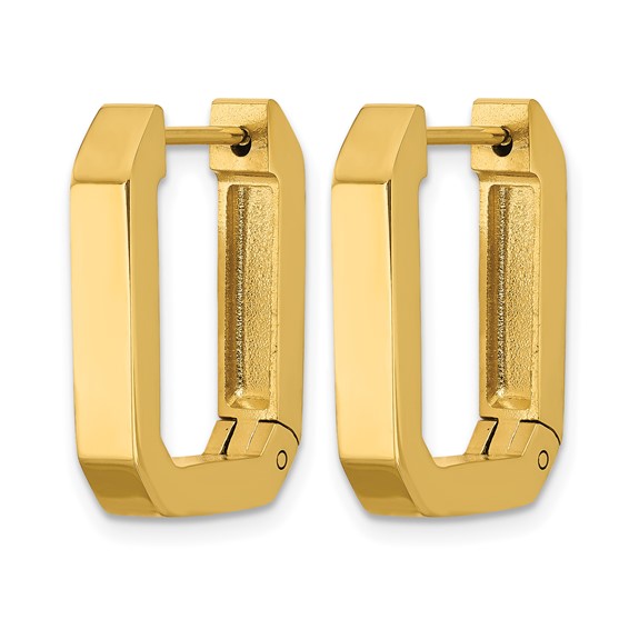 Chisel Stainless Steel Polished Yellow IP-plated Squared Edge 4mm Hinged Hoop Earrings