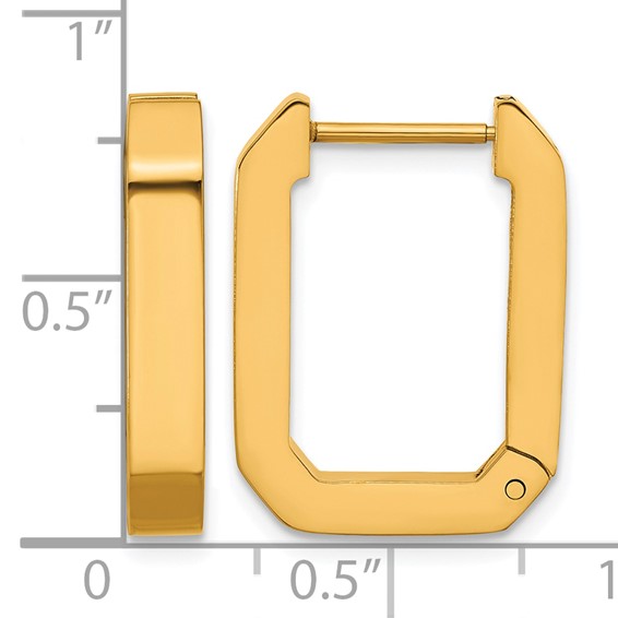 Chisel Stainless Steel Polished Yellow IP-plated Squared Edge 4mm Hinged Hoop Earrings