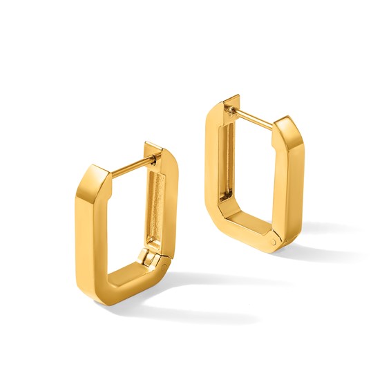 Chisel Stainless Steel Polished Yellow IP-plated Squared Edge 4mm Hinged Hoop Earrings