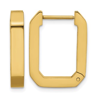 Chisel Stainless Steel Polished Yellow IP-plated Squared Edge 4mm Hinged Hoop Earrings