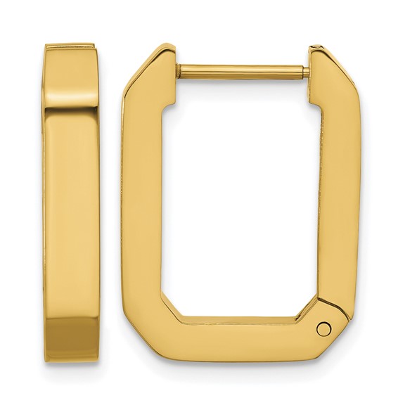 Chisel Stainless Steel Polished Yellow IP-plated Squared Edge 4mm Hinged Hoop Earrings