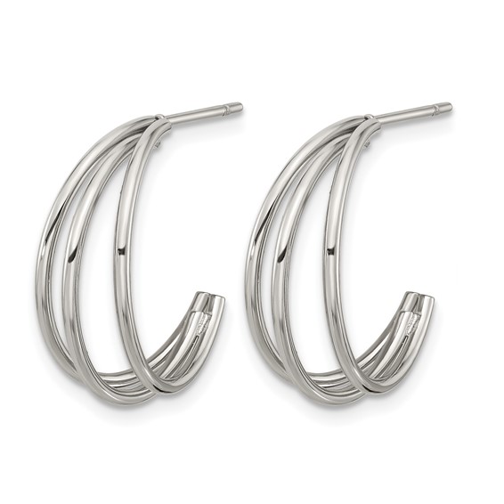 Chisel Stainless Steel Polished Wire J Hoop Post Earring