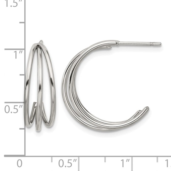 Chisel Stainless Steel Polished Wire J Hoop Post Earring