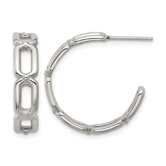 Chisel Stainless Steel Polished Open Link Post Hoop Earrings