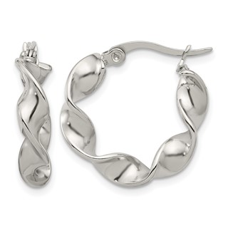 Chisel Stainless Steel Polished Twist Hoop Earrings