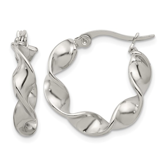 Chisel Stainless Steel Polished Twist Hoop Earrings