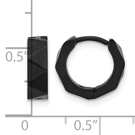 Chisel Stainless Steel Brushed Black IP-plated Faceted 4.5mm Hoop Earrings
