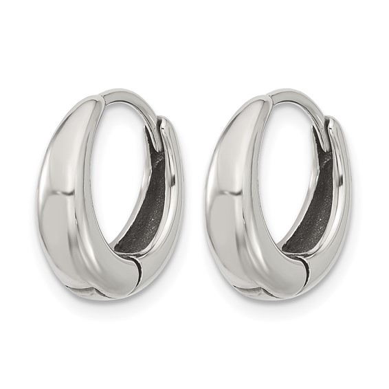 Chisel Stainless Steel Polished Tapered Hinged Hoop Earrings