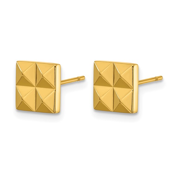 Chisel Stainless Steel Polished Yellow IP-plated Studded Square Post Earrings