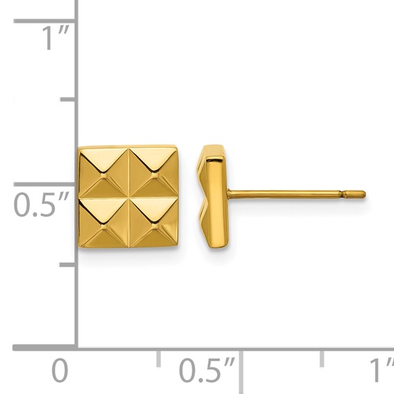 Chisel Stainless Steel Polished Yellow IP-plated Studded Square Post Earrings