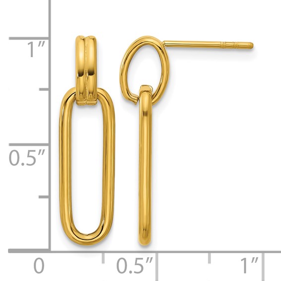 Chisel Stainless Steel Polished Yellow IP-plated Post Dangle Earrings