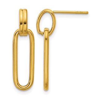 Chisel Stainless Steel Polished Yellow IP-plated Post Dangle Earrings