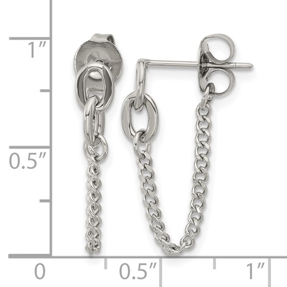 Chisel Stainless Steel Polished Chain Front and Back Post Dangle Earrings