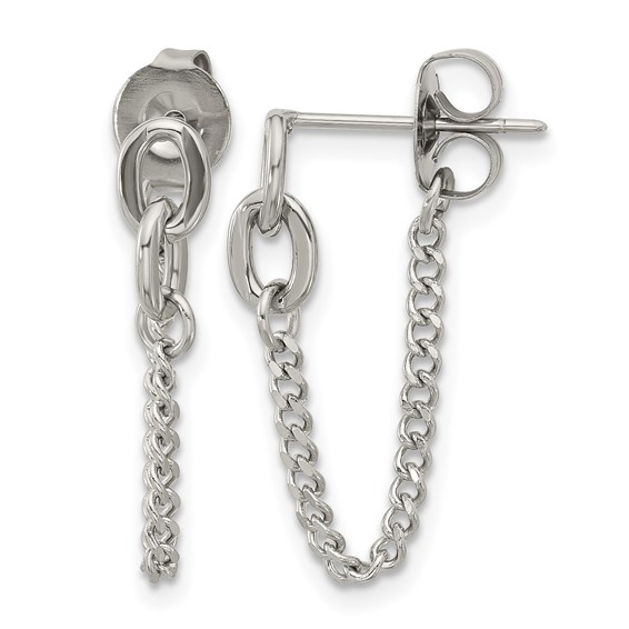 Chisel Stainless Steel Polished Chain Front and Back Post Dangle Earrings