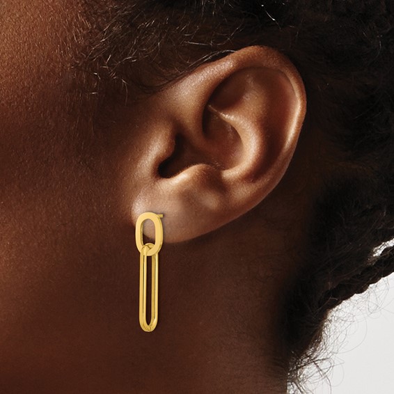 Chisel Stainless Steel Polished Yellow IP-plated Post Dangle Earrings