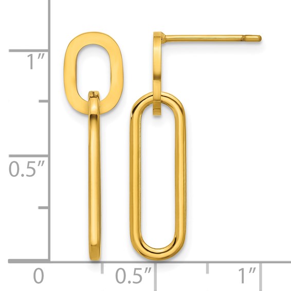 Chisel Stainless Steel Polished Yellow IP-plated Post Dangle Earrings