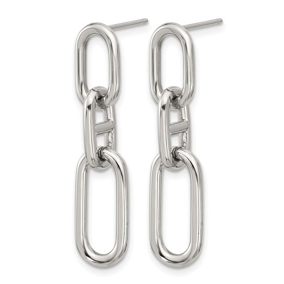 Chisel Stainless Steel Polished 9mm Link Dangle Post Earrings