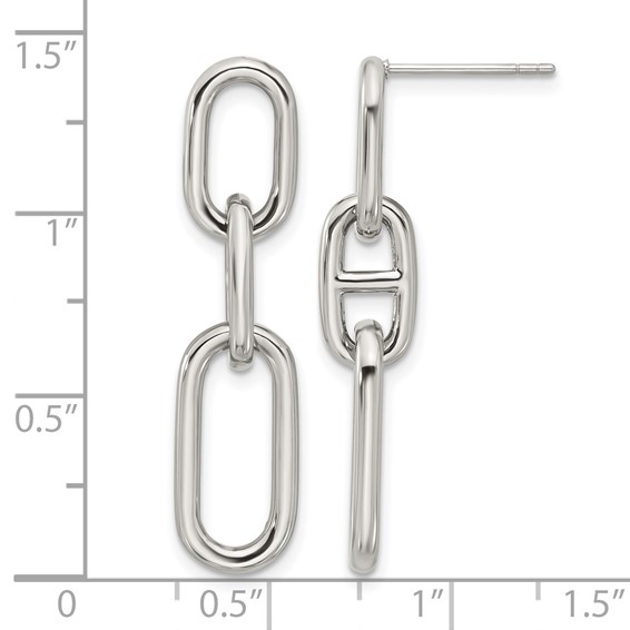 Chisel Stainless Steel Polished 9mm Link Dangle Post Earrings
