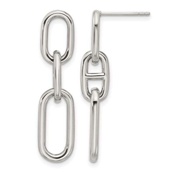 Chisel Stainless Steel Polished 9mm Link Dangle Post Earrings