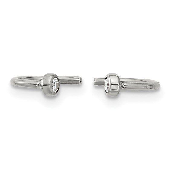Chisel Stainless Steel Polished White Zircon Set of Two Nose Rings