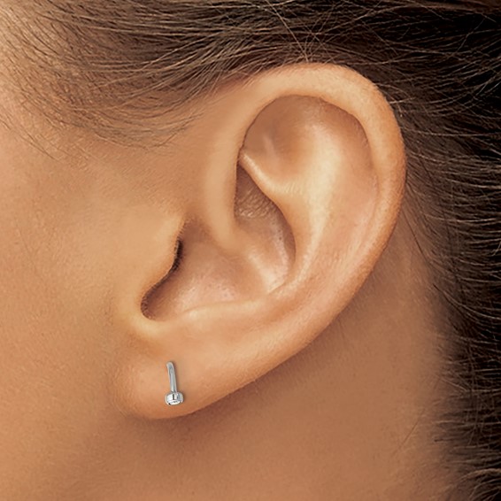 Chisel Stainless Steel Polished White Zircon Set of Two Nose Rings