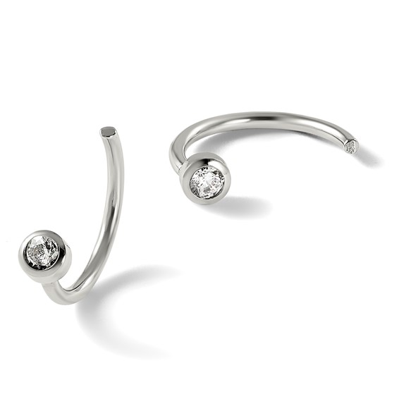 Chisel Stainless Steel Polished White Zircon Set of Two Nose Rings