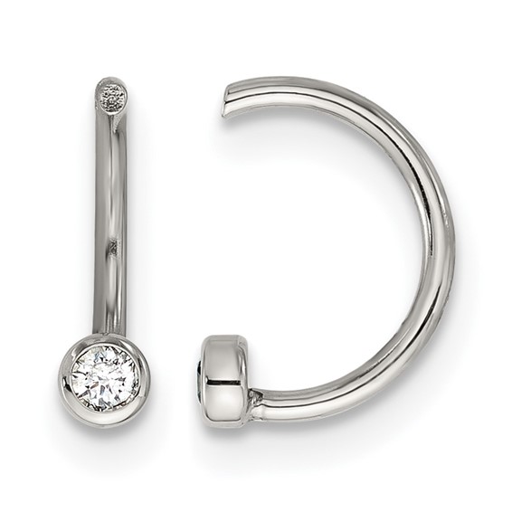 Chisel Stainless Steel Polished White Zircon Set of Two Nose Rings