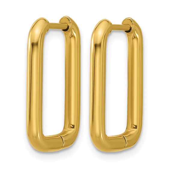 Stainless Steel Polished Yellow IP 2.5mm Square Hinged Hoop Earrings