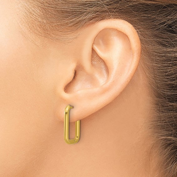 Stainless Steel Polished Yellow IP 2.5mm Square Hinged Hoop Earrings