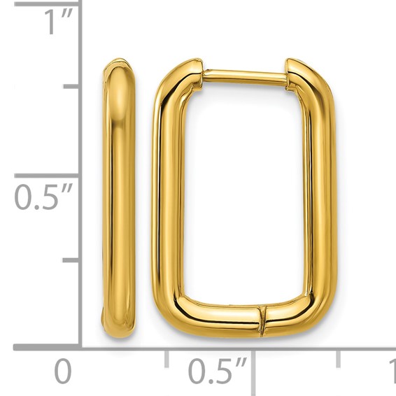 Stainless Steel Polished Yellow IP 2.5mm Square Hinged Hoop Earrings