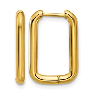 Stainless Steel Polished Yellow IP 2.5mm Square Hinged Hoop Earrings