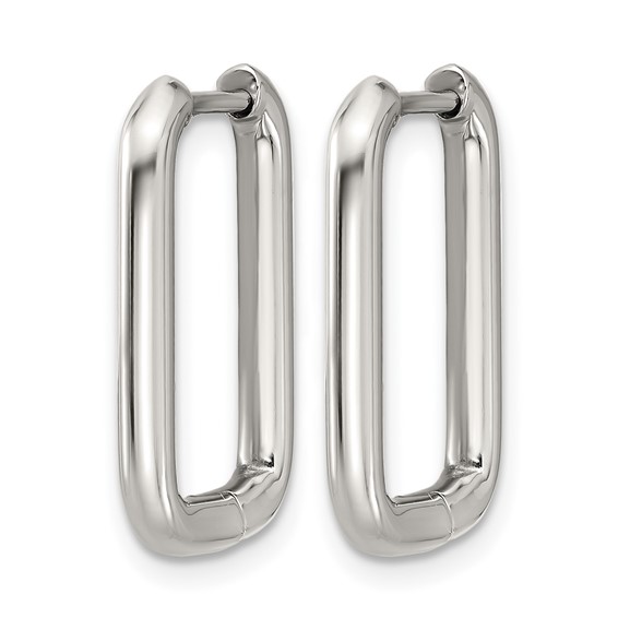 Stainless Steel Polsihed 2.5mm Square Hinged Hoop Earrings