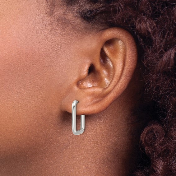 Stainless Steel Polsihed 2.5mm Square Hinged Hoop Earrings