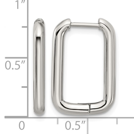 Stainless Steel Polsihed 2.5mm Square Hinged Hoop Earrings