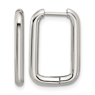 Stainless Steel Polsihed 2.5mm Square Hinged Hoop Earrings