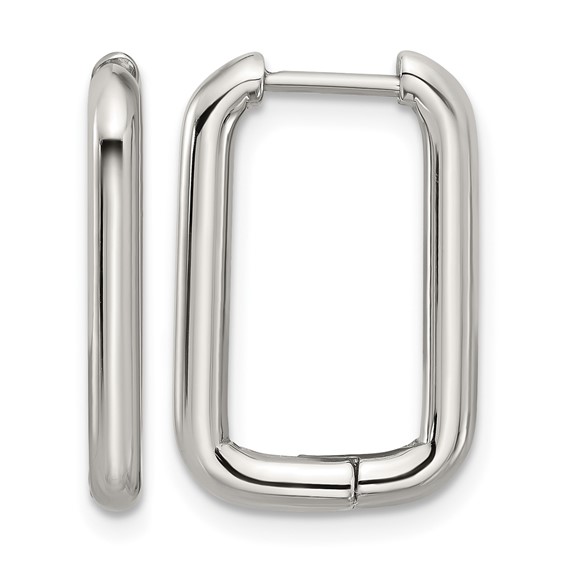 Stainless Steel Polsihed 2.5mm Square Hinged Hoop Earrings