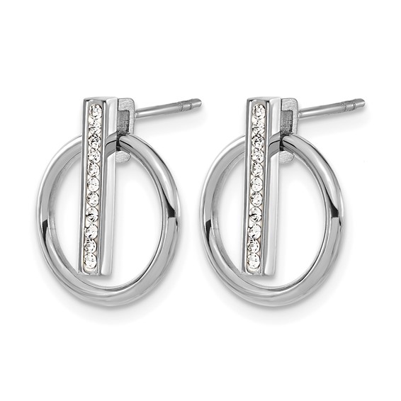 Chisel Stainless Steel Polished with Preciosa Crystal Post Dangle Earrings