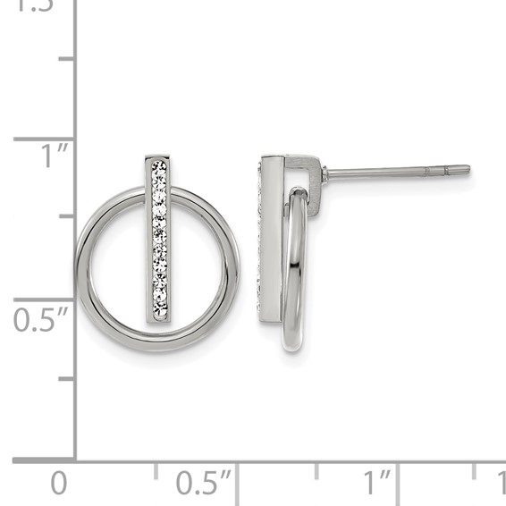 Chisel Stainless Steel Polished with Preciosa Crystal Post Dangle Earrings