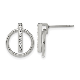 Chisel Stainless Steel Polished with Preciosa Crystal Post Dangle Earrings